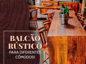 Balcão de madeira rústica para diferentes cômodos
